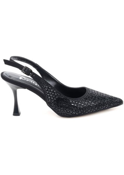 PS-31971 8 cm Topuklu Kadın Taşlı Arkası Açık Stiletto Abiye Ayakkabı