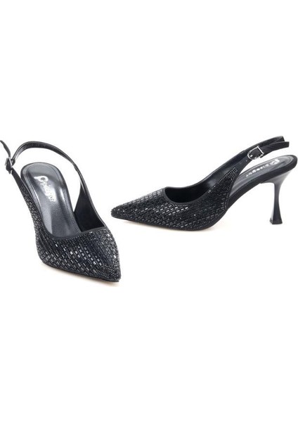 PS-31971 8 cm Topuklu Kadın Taşlı Arkası Açık Stiletto Abiye Ayakkabı modelleri