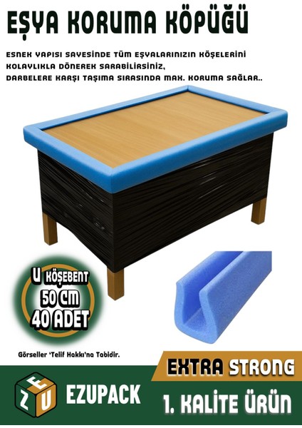 40 Adet 50CM Eşya Mobilya Köşe Koruma Köpüğü Ambalaj Taşıma Taşınma Kolisi Köşebent Malzemesi