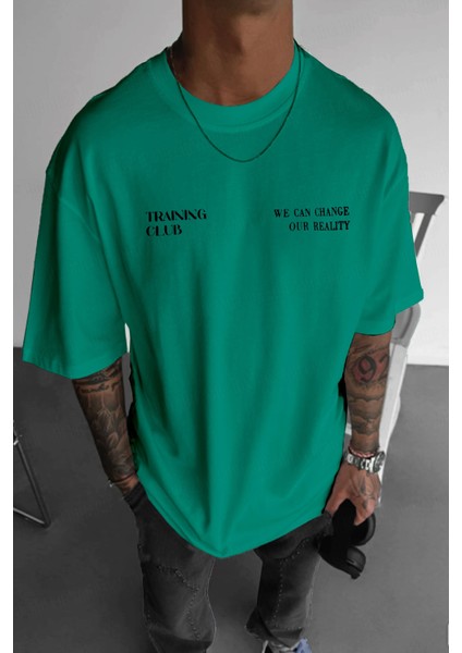 Erkek Bntn Yeşil Training Club Oversize Fit Bol Geniş Kalıp Salaş Kesim T-Shirt fiyatları