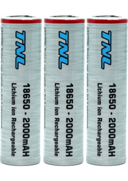 3 Adet Tnl 18650 2000MAH 3.7V 30A Discharge Li-Ion Başlıksız Şarjlı Pil