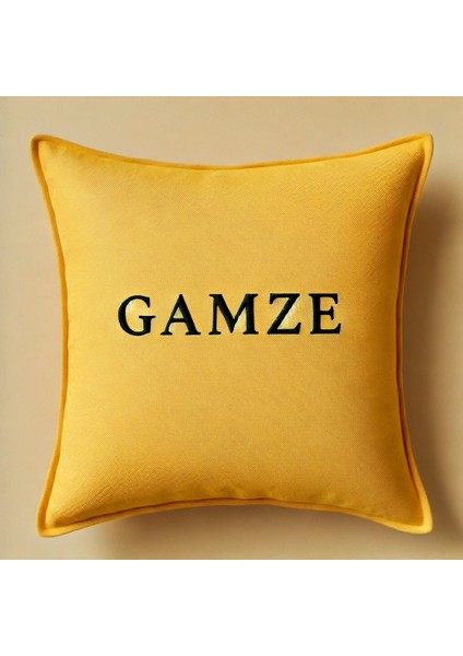 Kişiye Özel Nakışlı Home Daily Series Güneş Sarısı Rengi Kırlent Yastık Kılıfı