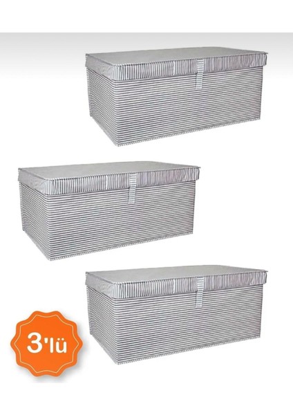 3'lü Kapaklı Çok Amaçlı Hurç, Kutubaza Vb. 50X40X30 - Maxi Model Kutu 60 Litre Hacim