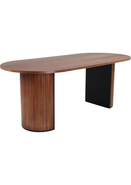 Zeno Oval Ahşap Bohem Yemek Masası 90X180