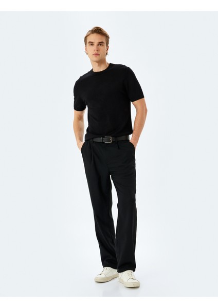 Yeni Sezon Regular Fit Bisiklet Yaka Viskon Basic Kısa Kollu Triko Tişört
