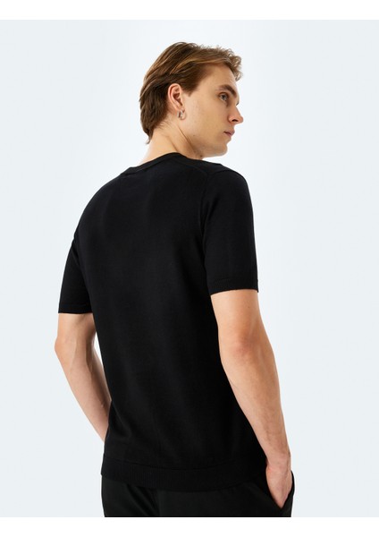 Yeni Sezon Regular Fit Bisiklet Yaka Viskon Basic Kısa Kollu Triko Tişört