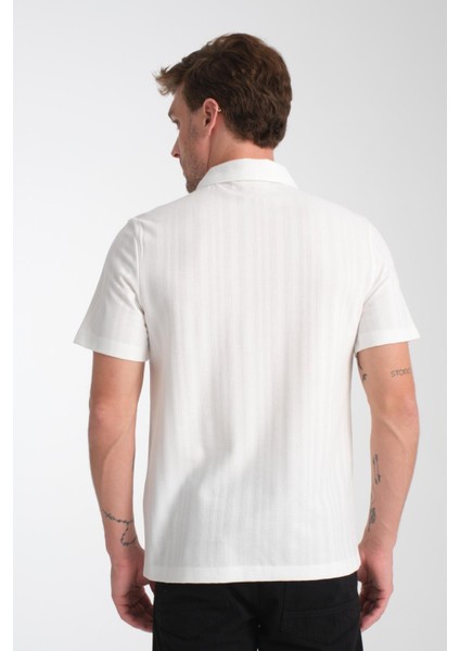 %100 Pamuk Erkek Fermuar Detaylı T-Shirt - Soft ve Basic Günlük Kullanım