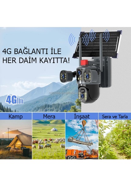 Güneş Enerjili 4g Bağlantılı 4 Lens Full Hd Cctv Güvenlik Kamerası modelleri