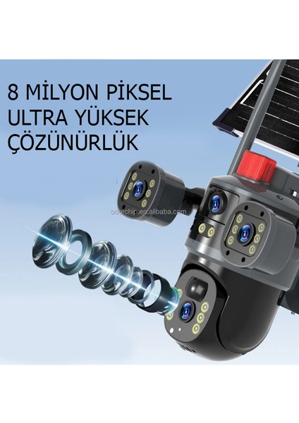 Güneş Enerjili 4g Bağlantılı 4 Lens Full Hd Cctv Güvenlik Kamerası fırsatları