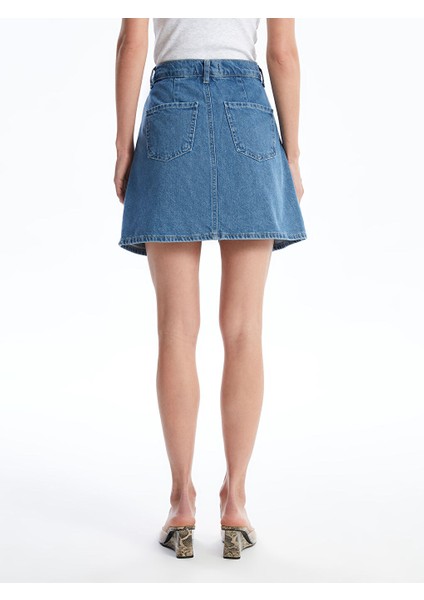 Yeni Sezon Standart Fit Kadin Jean Sort Etek - S4EJ78Z8