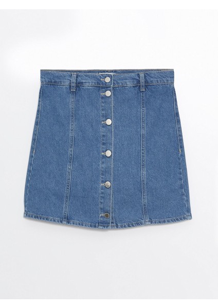 Yeni Sezon Standart Fit Kadin Jean Sort Etek - S4EJ78Z8