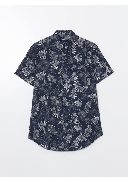 Yeni Sezon Regular Fit Kisa Kollu Desenli Poplin Erkek Gomlek - S5FG12Z8