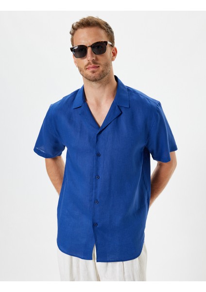 Yeni Sezon Keten Gömlek Basic Devrik Yaka Regular Fit modelleri