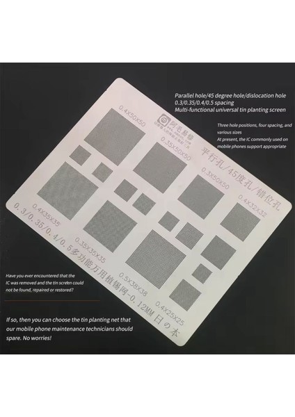 Amaoe Üniversal Kalıp 0.12MM Bga Şablonu 0.3 0.35 0.4 0.5 fiyatları