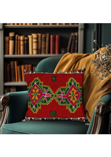 Anadolu El Dokuma Stilinde Çift Taraflı 43X43 cm Kilim Desenli Kırlent Kılıfı fiyatları