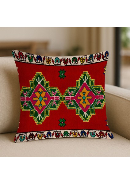 Anadolu El Dokuma Stilinde Çift Taraflı 43X43 cm Kilim Desenli Kırlent Kılıfı modelleri