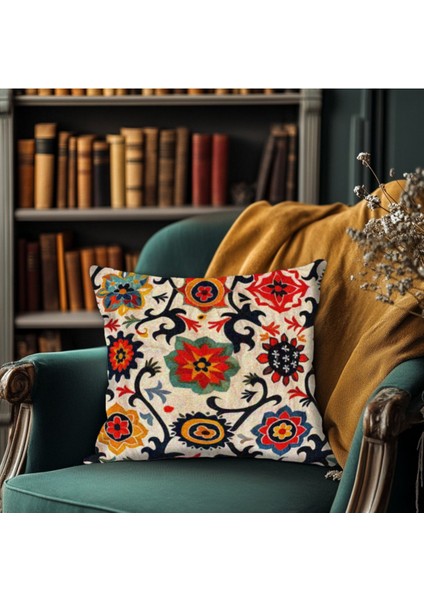 Renk Geçişli Geleneksel Motifli Kırlent Kılıfı Kare fiyatları