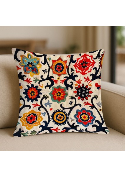 Renk Geçişli Geleneksel Motifli Kırlent Kılıfı Kare fırsatları