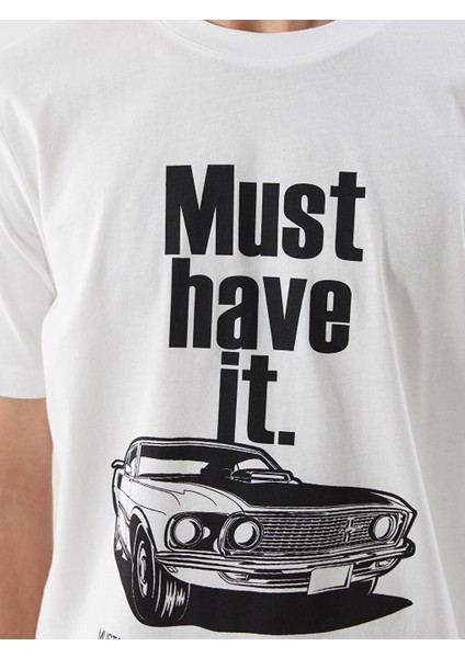 Yeni Sezon Bisiklet Yaka Ford Mustang Baskili Penye Erkek Tisort - S5OC20Z8 modelleri
