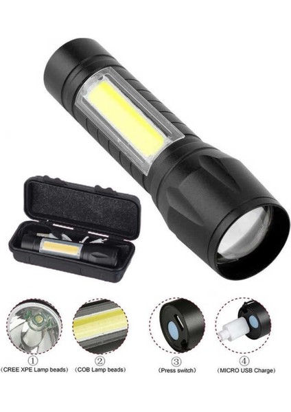 PD-5568 Plus USB Şarjlı Mini El Feneri