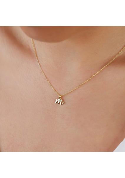 M Harf 14 Ayar Altın Kolye