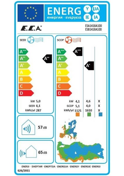 Eca (Montaj Dahil) Niobe Blue Wifi 18.000 Btu A++ Inverter Klima