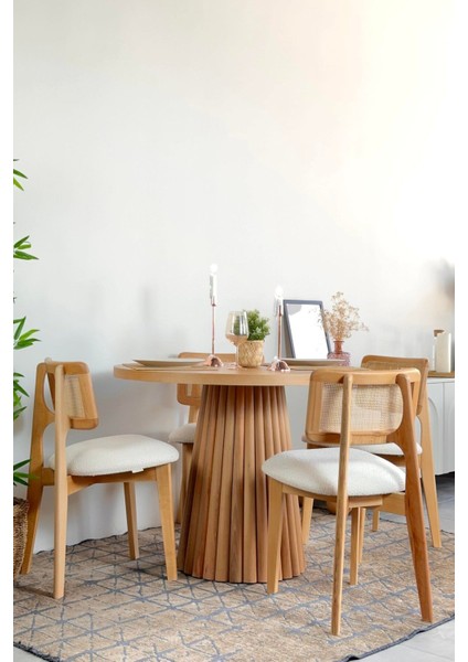 Acantus Natural Ahşap Yemek Masası 110X110 indirimleri