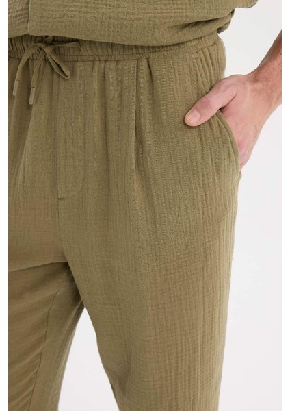 Yeni Sezon %100 Pamuk Relax Fit Rahat Kesim Yazlık Müslin Kısa Paça Pamuklu Jogger Pantolon indirimleri