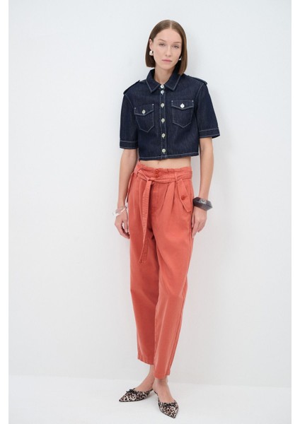 Cepli Denim Crop Gömlek modelleri