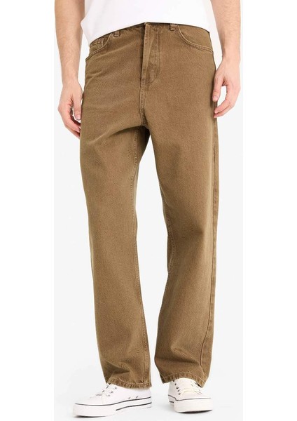 Yeni Sezon %100 Pamuk Baggy Fit Düz Paça Pamuklu Pantolon
