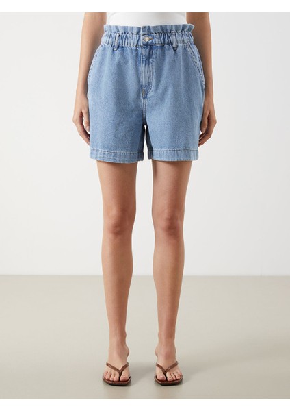 Yeni Sezon Beli Lastikli Kadin Jean Sort - S5PQ68Z8