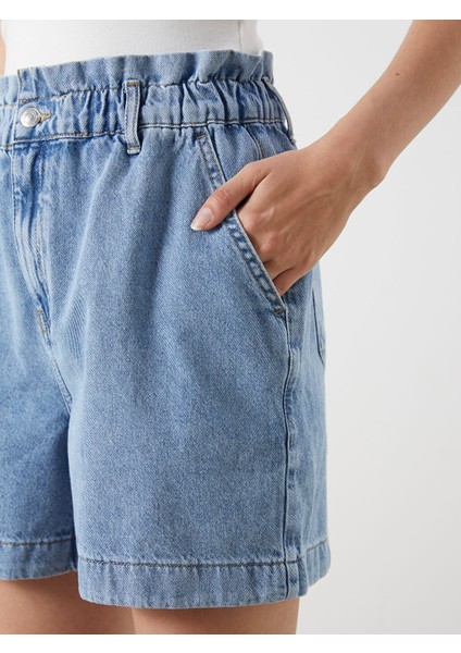 Yeni Sezon Beli Lastikli Kadin Jean Sort - S5PQ68Z8