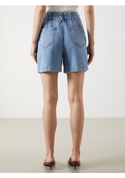 Yeni Sezon Beli Lastikli Kadin Jean Sort - S5PQ68Z8
