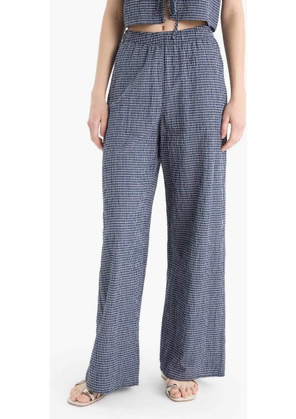 Yeni Sezon Coool Wide Leg Desenli Normal Bel Geniş Paça Pantolon