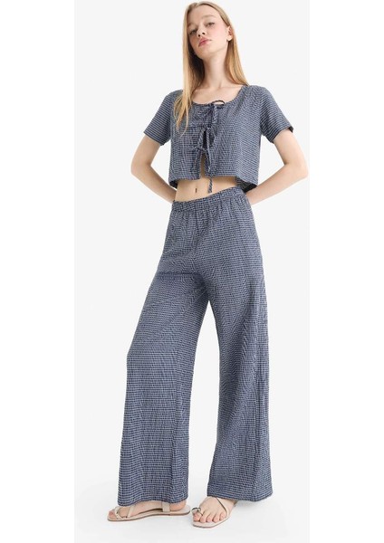 Yeni Sezon Coool Wide Leg Desenli Normal Bel Geniş Paça Pantolon fiyatları