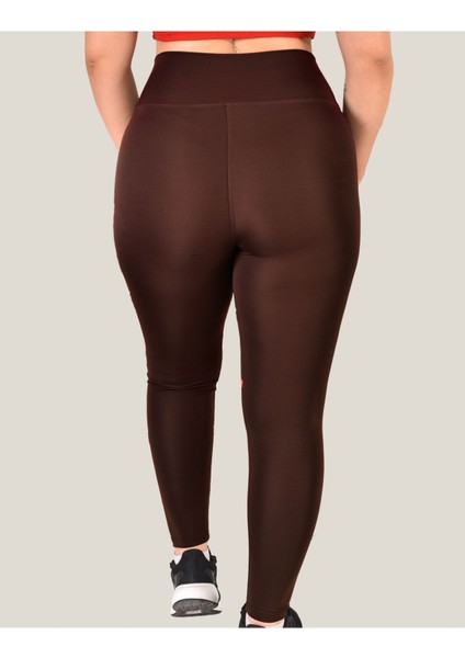 Büyük Beden Tayt Dalgıç Kumaş Yüksek Bel ( Kahverengi, 4xl)
