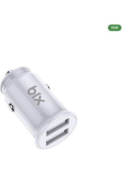 BXAA12W 12W Çift USB Araç Şarj Cihazı Beyaz