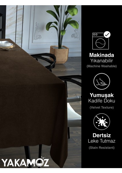 Çikola Kahvesi Kadife Dokulu Masa Örtüsü Dertsiz Velvet Touch Serisi modelleri
