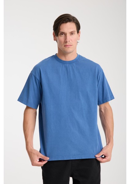 Erkek Pamuk Bisiklet Yaka Oversize T-Shirt - Yazlık Rahat ve Trendy Tarz fırsatları