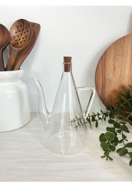 Ahşap Altlıklı 500 ml Cam Ibrik – Yağdanlık, Sirkelik, Sosluk