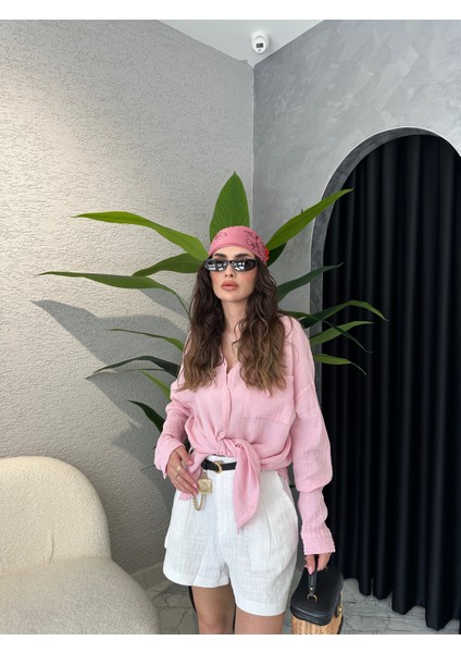 Müslin Kumaş Oversize Gömlek