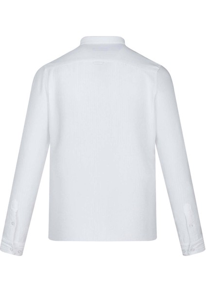 Beyaz Comfort Fit Düğmeli Yaka Uzun Kollu Casual Gömlek modelleri