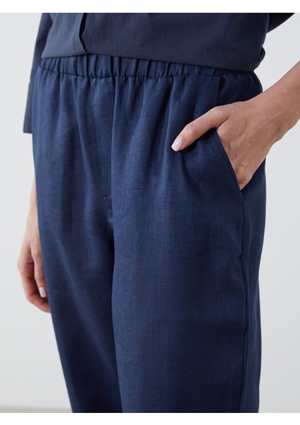 Yeni Sezon Beli Lastikli Keten Kadin Pantolon - S5O265Z8 modelleri