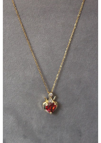Rubellite Kırmızı Turmalin Zirkon Kolye (çelik kolye) modelleri