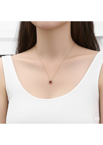 Rubellite Kırmızı Turmalin Zirkon Kolye (çelik kolye) fırsatları