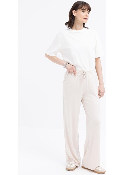 Taş-Beli Bağcıklı Cepli Geniş Paça Eşofman Altı