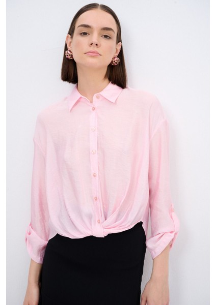 V Yaka Büzgülü Gömlek