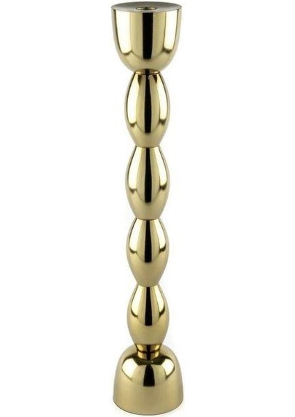 Gold Boğumlu Metal Mumluk 9X48CM