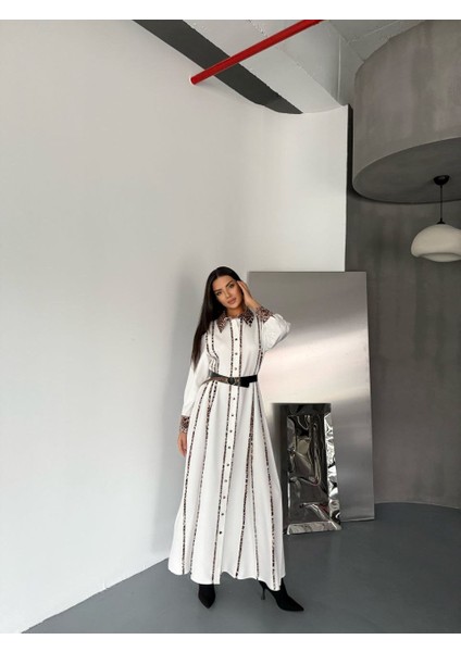 Leopar Detaylı Atlas Kumaş Elbise(Kemer Dahildir) modelleri