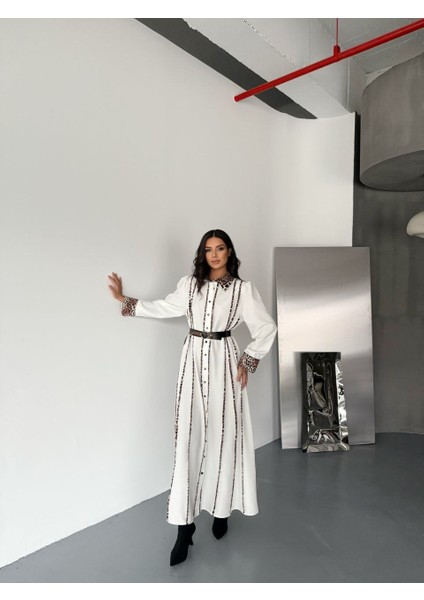 Leopar Detaylı Atlas Kumaş Elbise(Kemer Dahildir) fırsatları